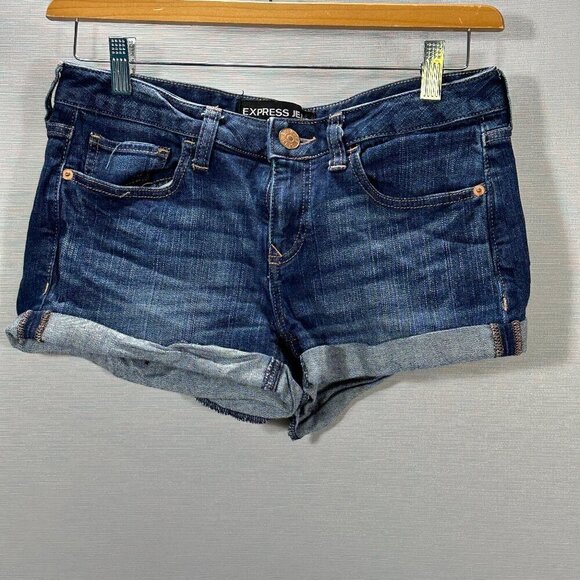 Express Dark Blue Jean Shorts - Picture 1 of 7